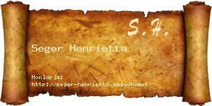 Seger Henrietta névjegykártya